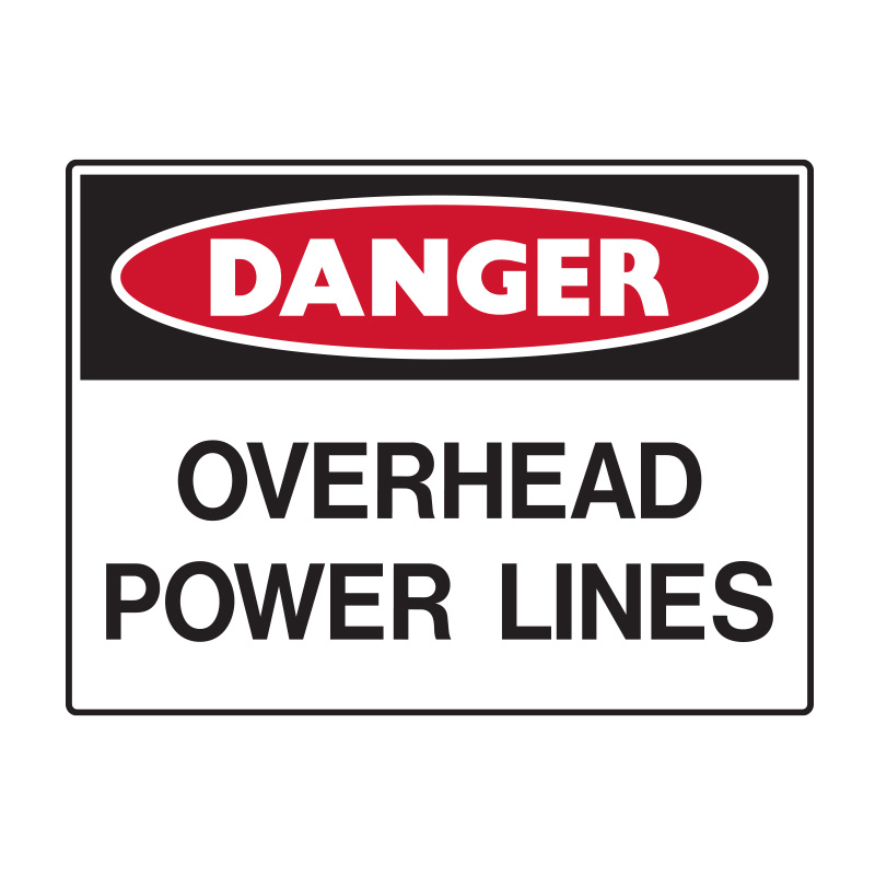Danger Sign - Overhead Power Lines, 600mm (W) x 450mm (H), Flute