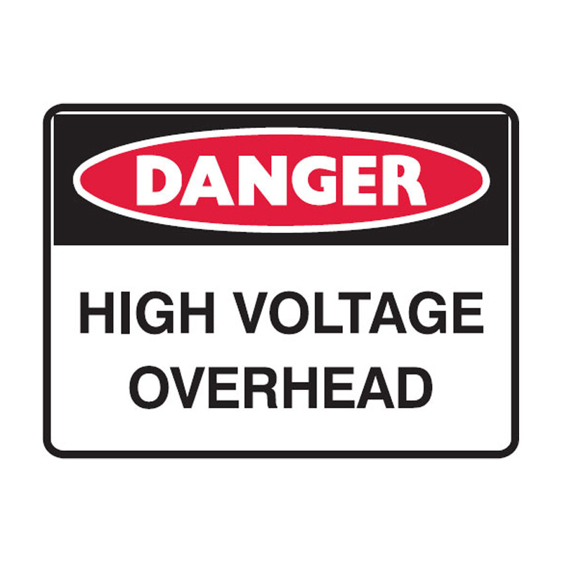 Danger Sign - High Voltage Overhead, 600mm (W) x 450mm (H), Flute