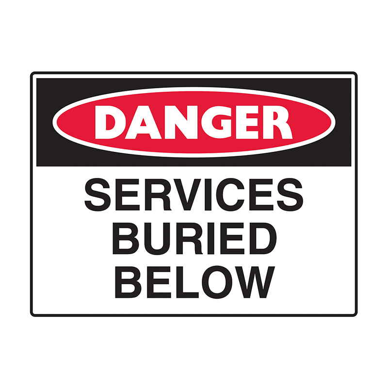 Danger Sign - Services Buried Below, 600mm (W) x 450mm (H), Flute