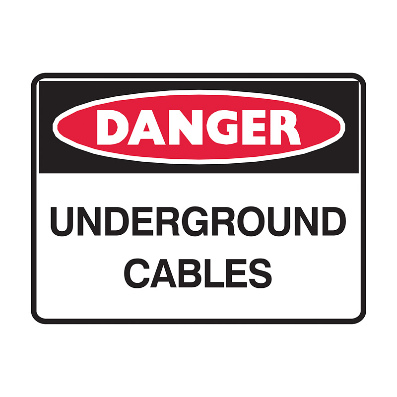 Danger Sign - Underground Cables, 600mm (W) x 450mm (H), Flute