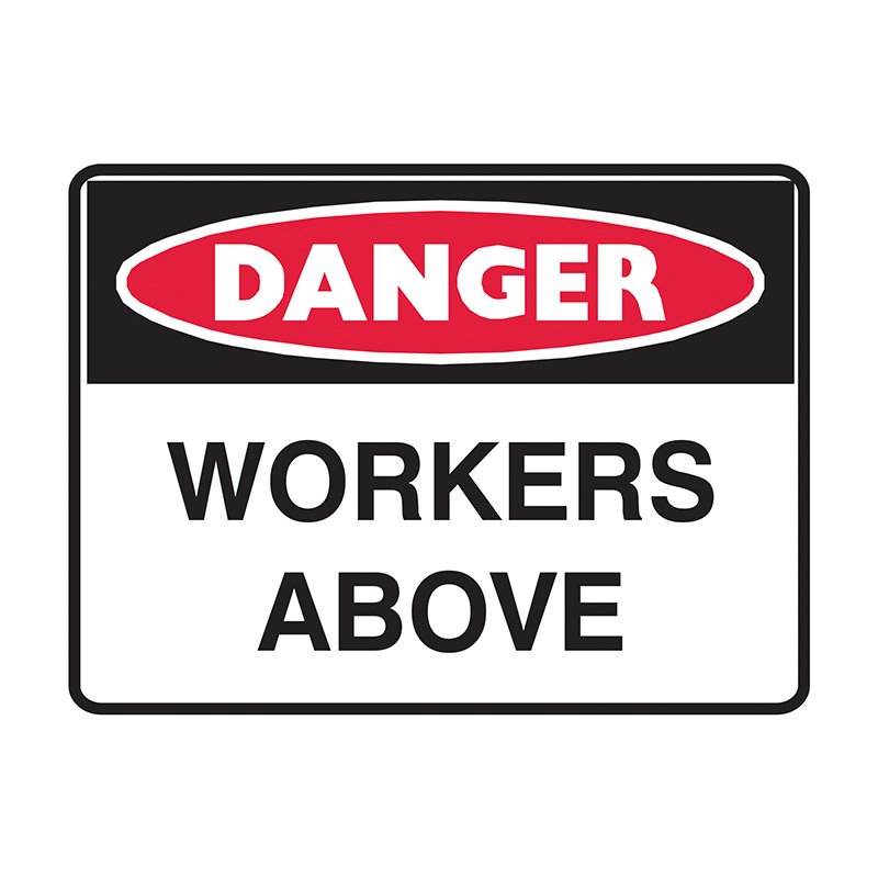Danger Sign - Workers Above, 600mm (W) x 450mm (H), Flute