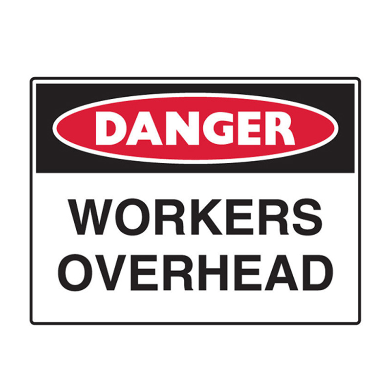 Danger Sign - Workers Overhead, 600mm (W) x 450mm (H), Flute 