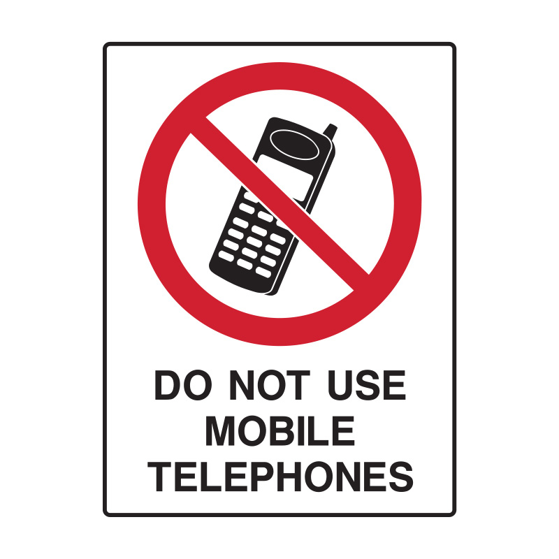 Prohibition Signs - Do Not Use Mobile Telephones, 600mm (W) x 450mm (H), Flute