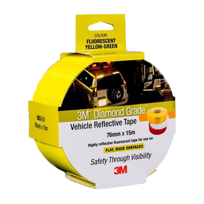 3M 983 Reflective Vehicle Marking Tapes - 76mm x 15m, Fluoro Yellow/Green Close-Up