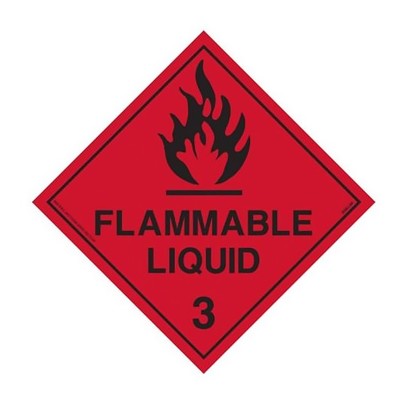 Dangerous Goods Labels - Flammable Liquid 3, 270mm (W) x 270mm (H), Metal, Class 2 Reflective
