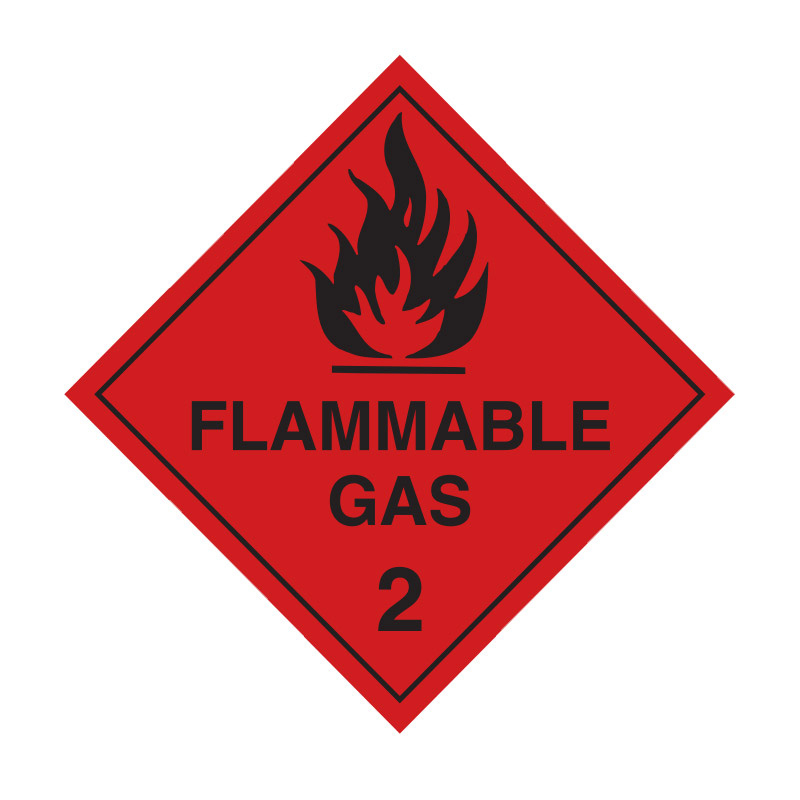 Dangerous Goods Labels - Flammable Gas 2, 270mm (W) x 270mm (H), Metal, Class 2 Reflective