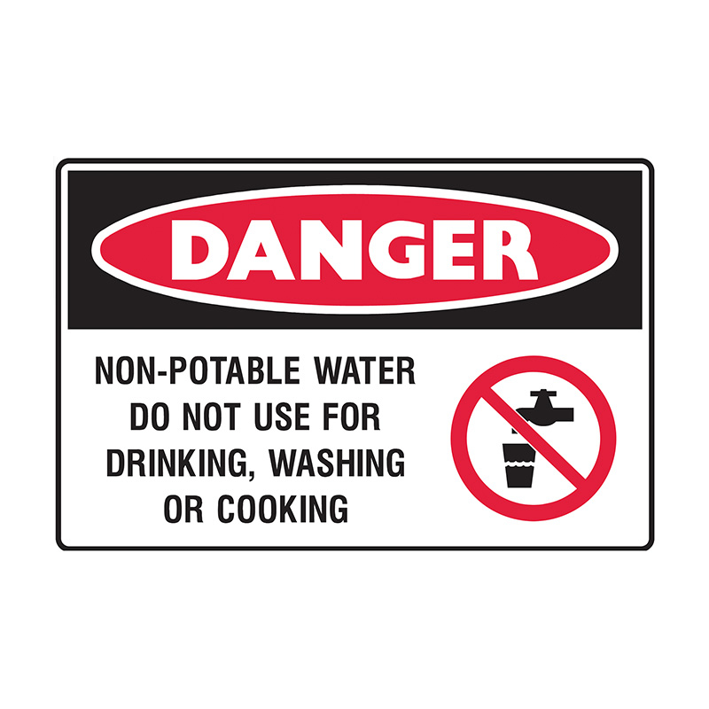 Danger Signs - Non-potable Water Do Not Use For Drinking, Washing Or Cooking, 600mm (W) x 450mm (H), Polypropylene