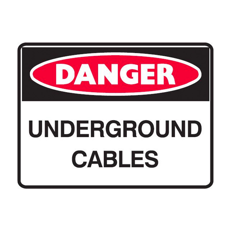 Danger Sign - Underground Cables, 300mm (W) x 225mm (H), Metal 