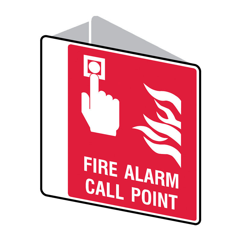 Fire Alarm Call Point Double Sided Sign, 225mm (W) x 225mm (H), Polypropylene 