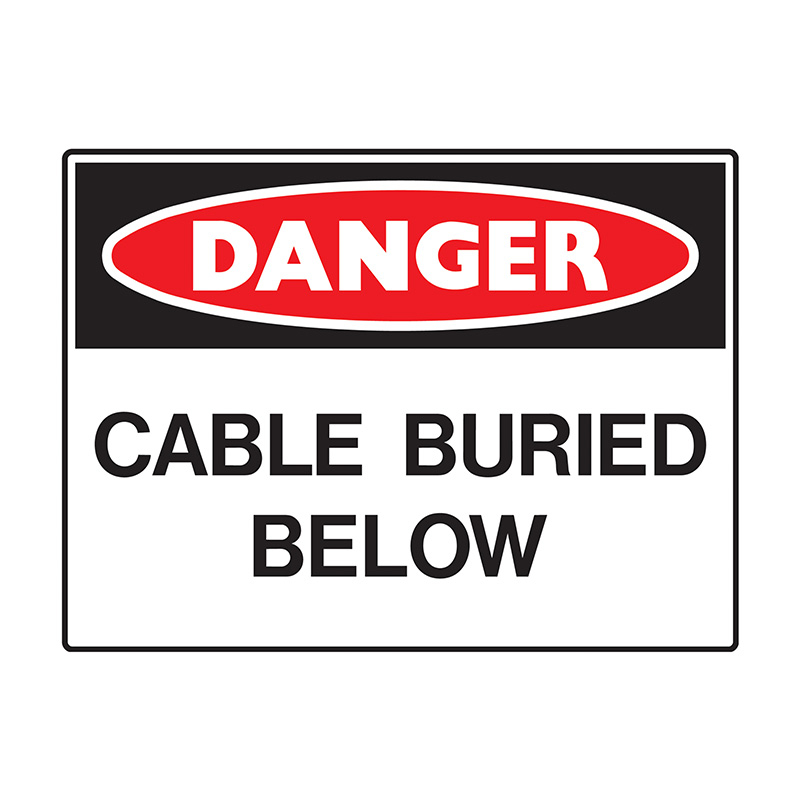 Danger Sign - Cable Buried Below, 900mm (W) x 600mm (H), Polypropylene, Class 1 Reflective