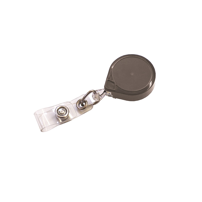 KEY-BAK® Mini-Bak Retractable Badge Holder - Grey, Front