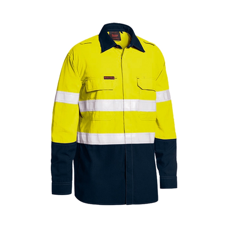 Tencate Tecasafe Plus Taped FR Vented Shirt - Yellow/Navy, XL