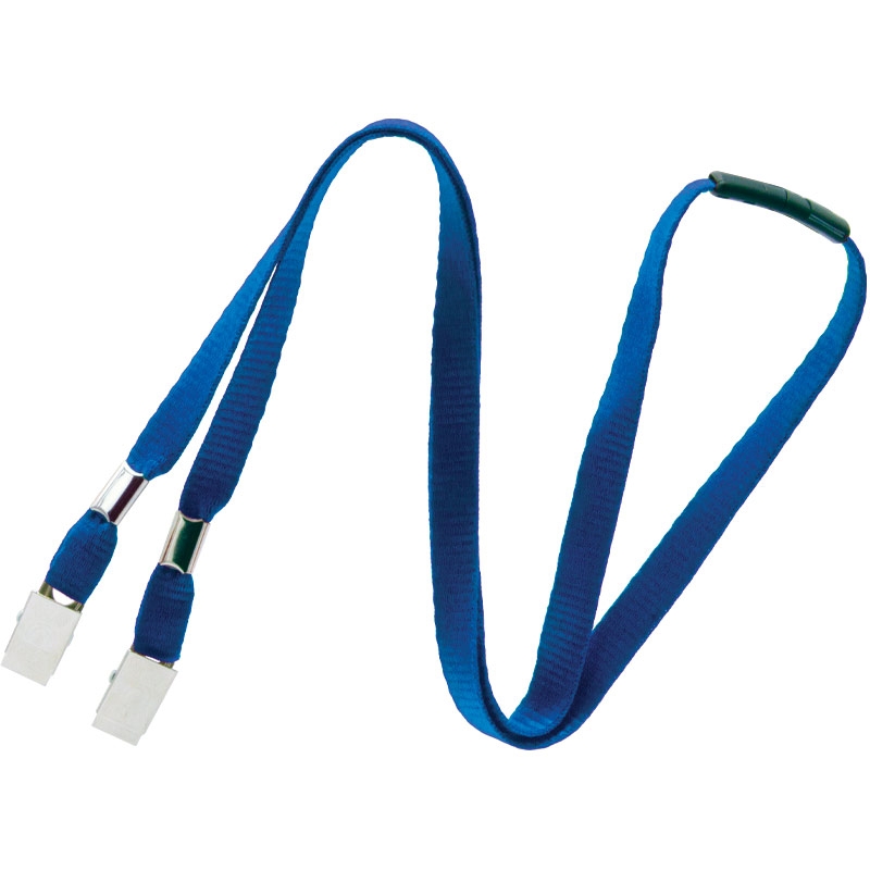 Double Bulldog Clip Event Lanyard With Breakaway, 10mm, Royal Blue, Pack Of 100