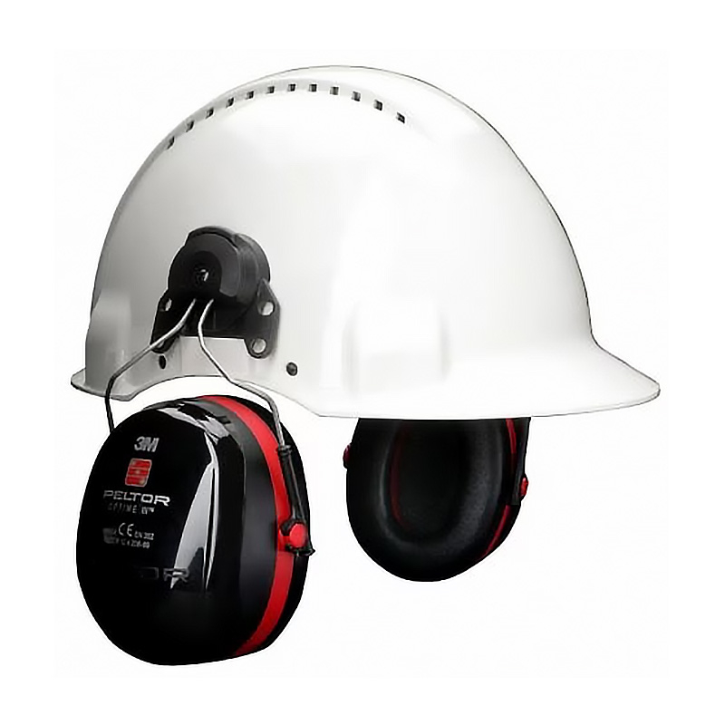 3M Peltor Optime III Helmet Attach Earmuff H540P3GS/E, Black and Red, SLC₈₀ 30dB (Class 5)
