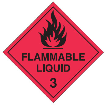 Hazardous Material Placards, Label - Flammable Liquid 3, Polypropylene