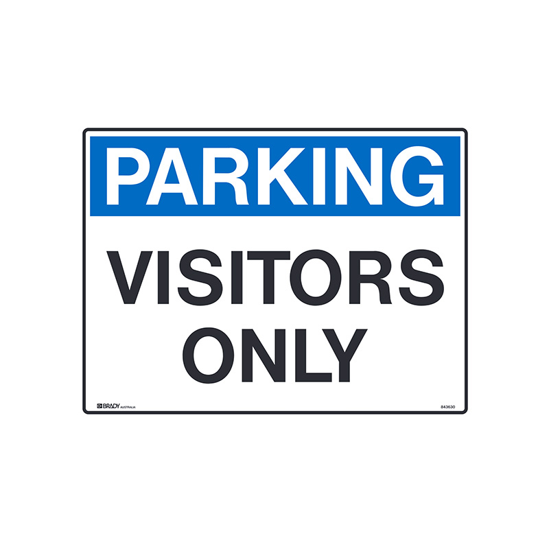 Traffic Control Signs - Parking Visitors Only, 600mm (W) x 450mm (H), Metal