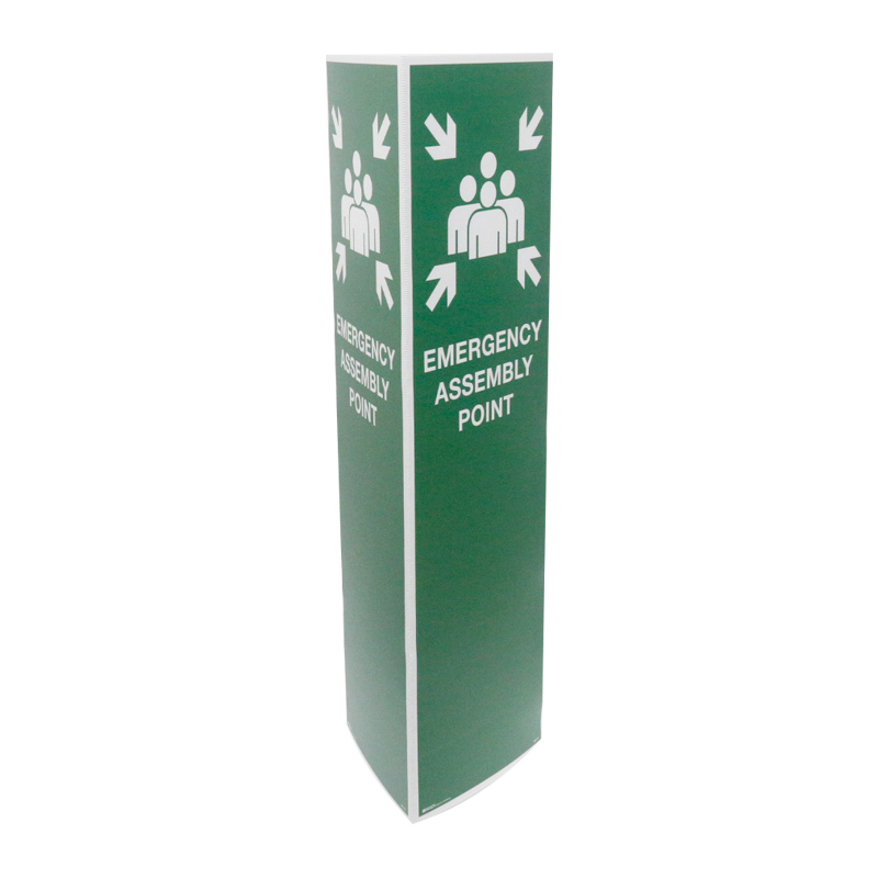 Bollard Signs - Emergency Assembly Point, Flute, 270 x 1000mm
