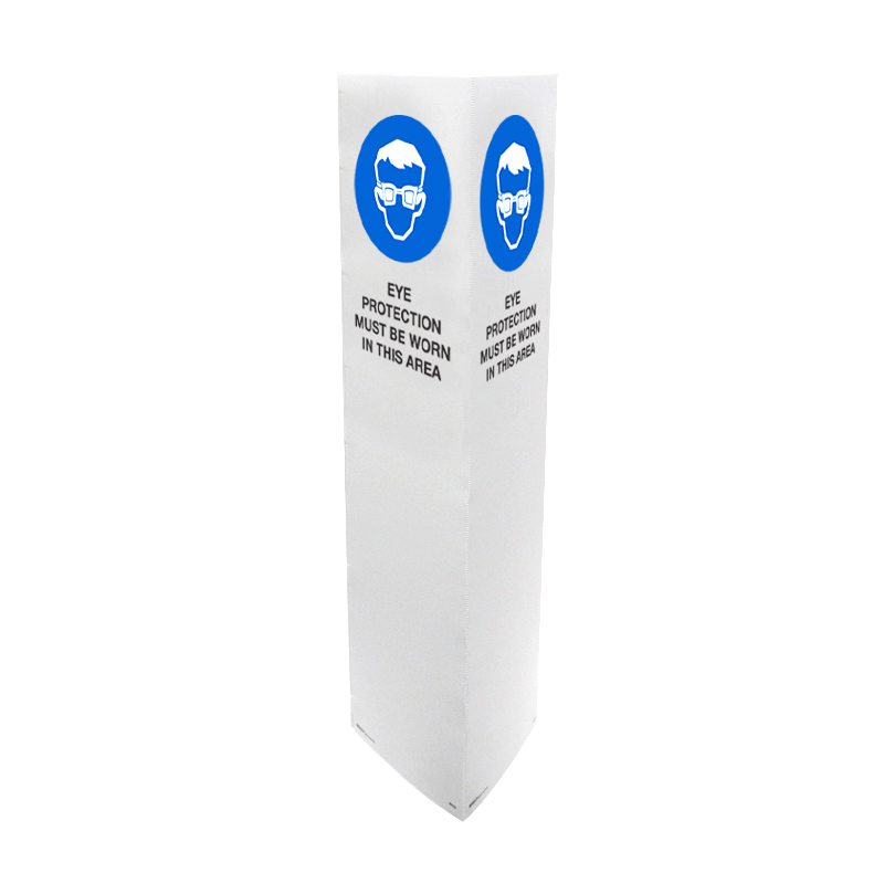 Bollard Signs - Eye Protection Must Be Worn in This Area, Flute, 270 x 1000mm