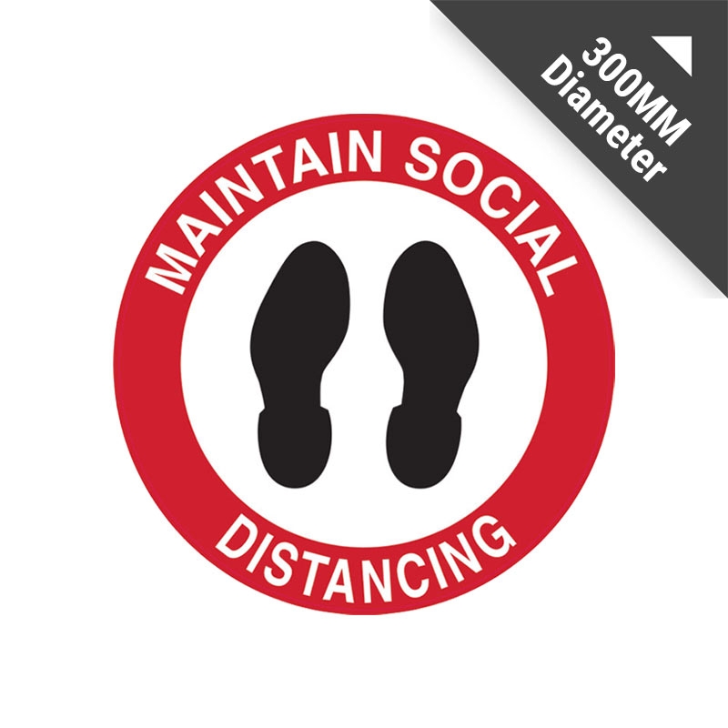 Floor Marking Sign – Maintain Social Distancing, 300mm