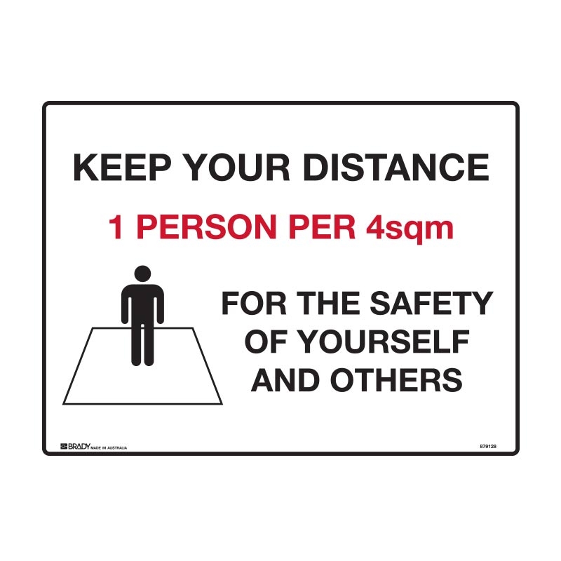 Keep Your Distance 1 Person 4sqm - 450 x 300mm, Flu