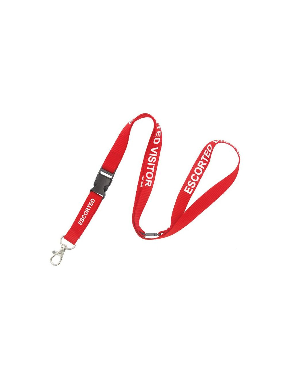 Escorted Visitor Lanyard Pack 50, 16mm with Trigger Hook and Breakaway - Red
