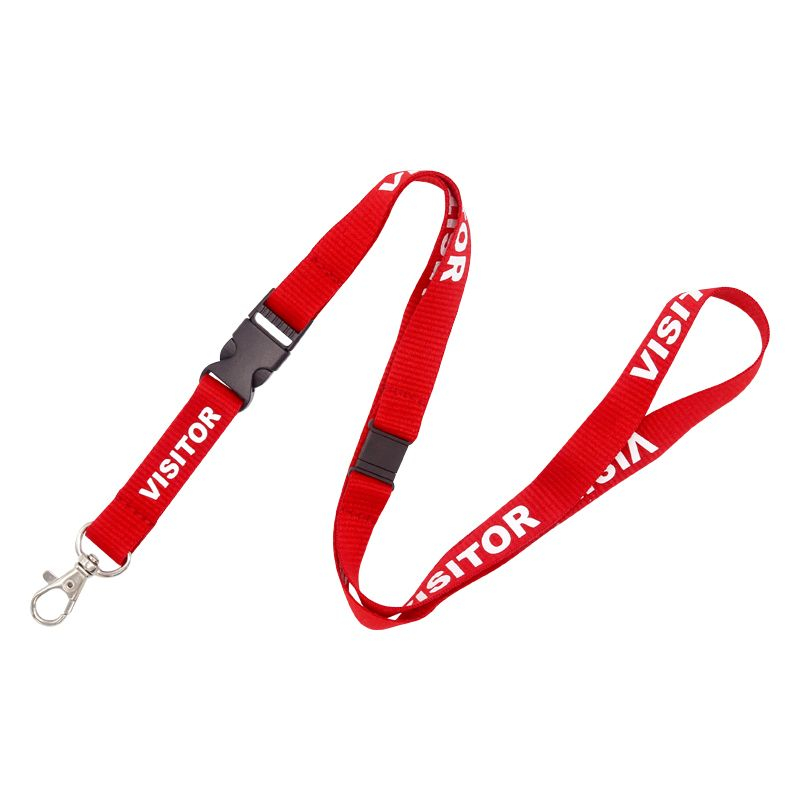 Visitor Lanyard Pack 50, 16mm with Trigger Hook and Breakaway - Red