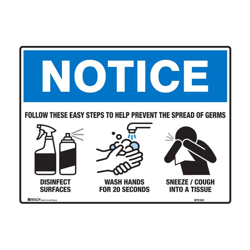 Notice Sign - Follow These Easy Steps - 450 x 300mm, Poly