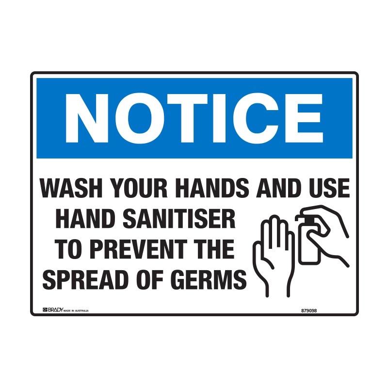 Notice Sign - Wash Your Hands And Use - 300 x 225mm, Poly