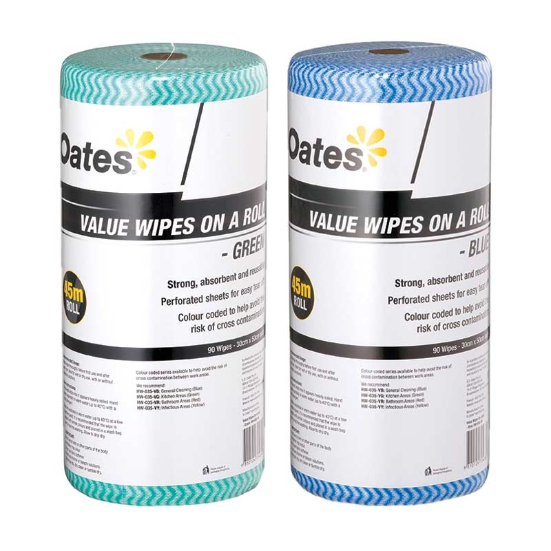 Oates Value Cleaning Wipes, 90 Sheet Roll 30cm x 50cm