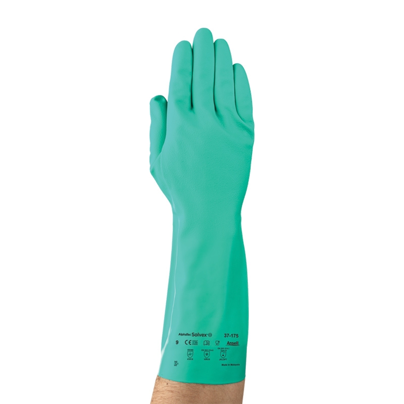 Ansell Solvex Flock Lined Nitrile Chemical Resistant Gloves - Size 10, Pair