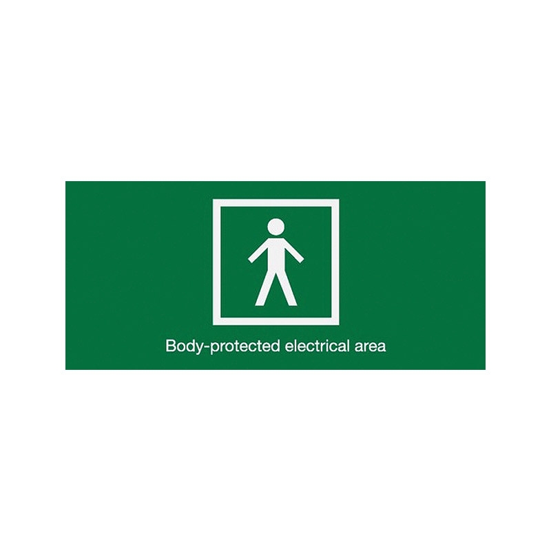 Hospital/Nursing Home Signs - Body-Protected Electrical Area, Self adhesive vinyl, 90 x 200mm