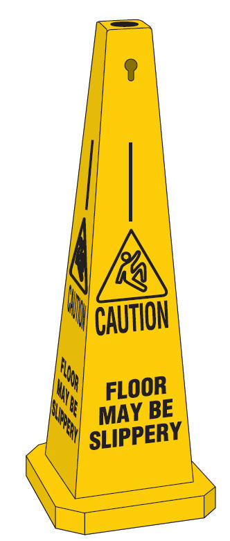 Safety Floor Cone/Sign - Floor May Be Slippery Yellow 89cm
