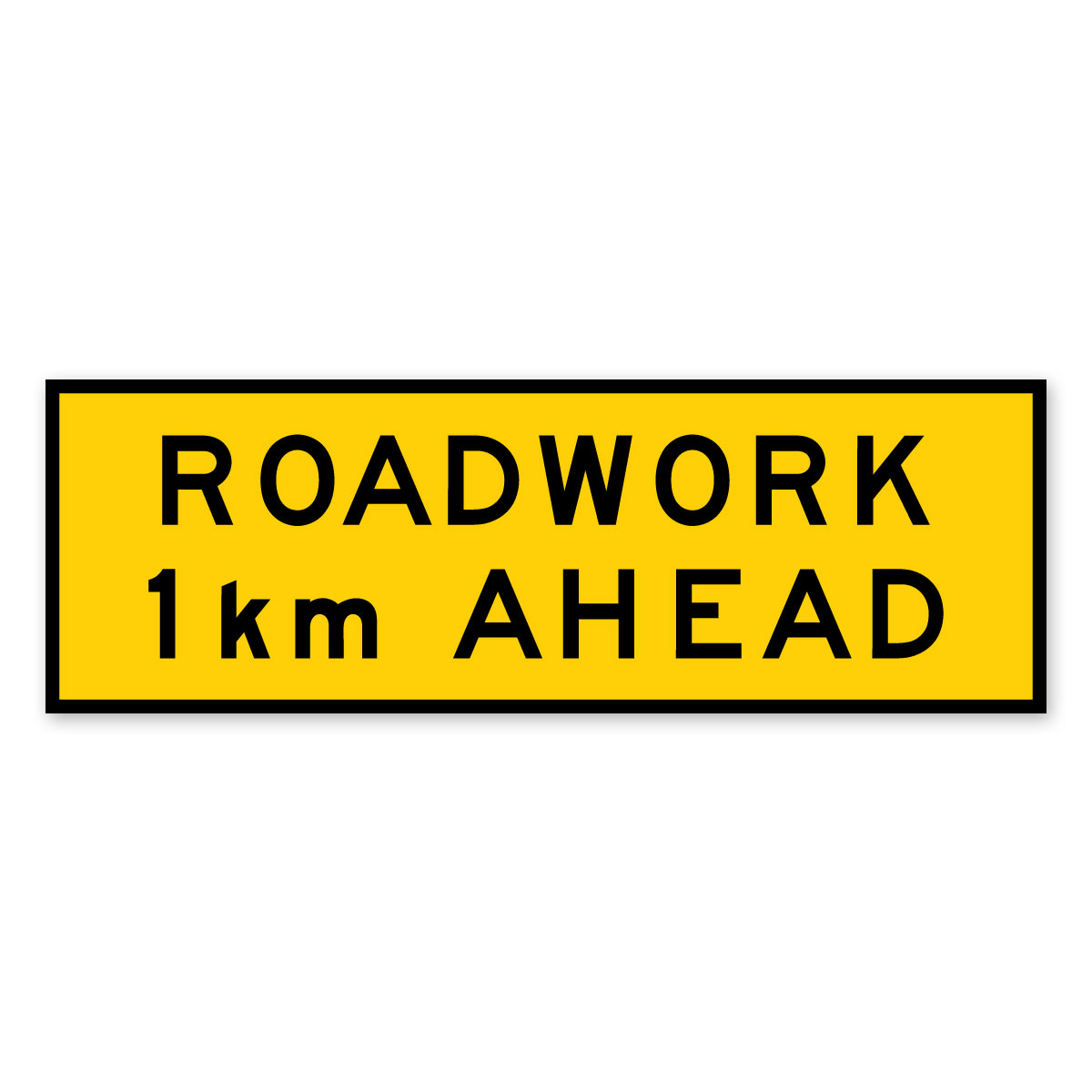 Box Edge Sign - Roadwork 1km Ahead - Class 1 Reflective