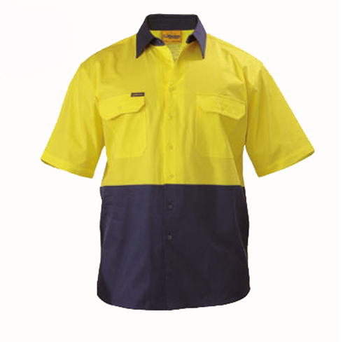 Bisley Cool Lightweight Hi-Vis Vented Drill Shirt - Short Sleeve