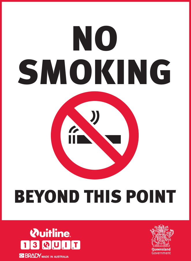 QLD State No Smoking Signs - No Smoking Beyond This Point