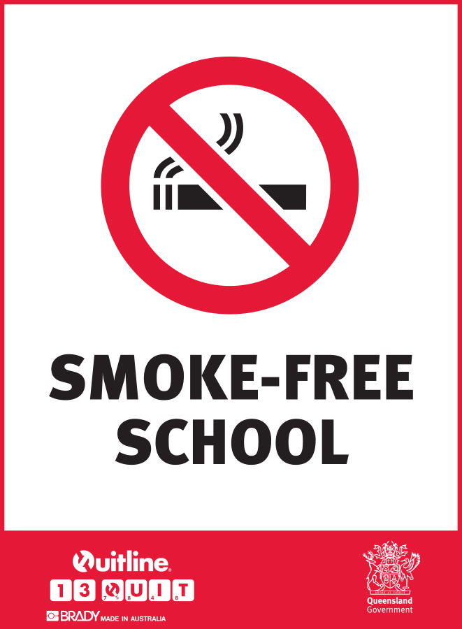 QLD State No Smoking Signs - Smoke-Free School