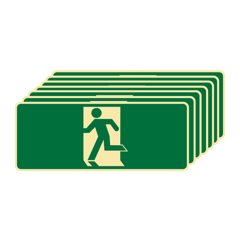 7 Pack Safety Signs - Run Man Picto L