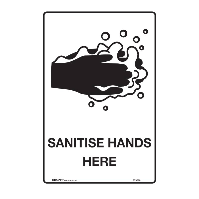 General Information Signs - Sanitise Hands Here - 450 x 300mm, Polly