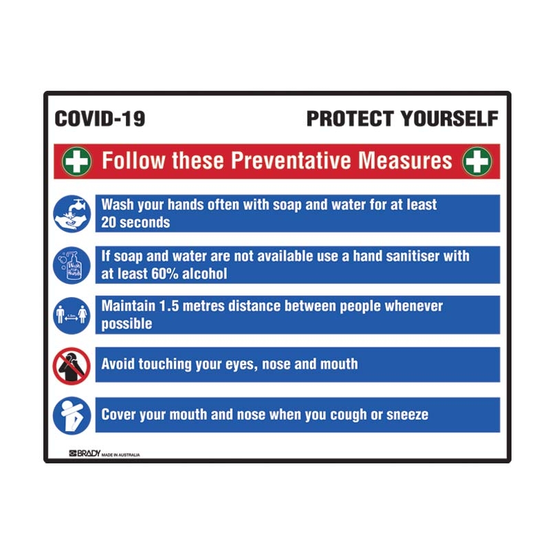 COVID-19 Prevention Multi-Message Sign - 600 x 900mm, Multiflute