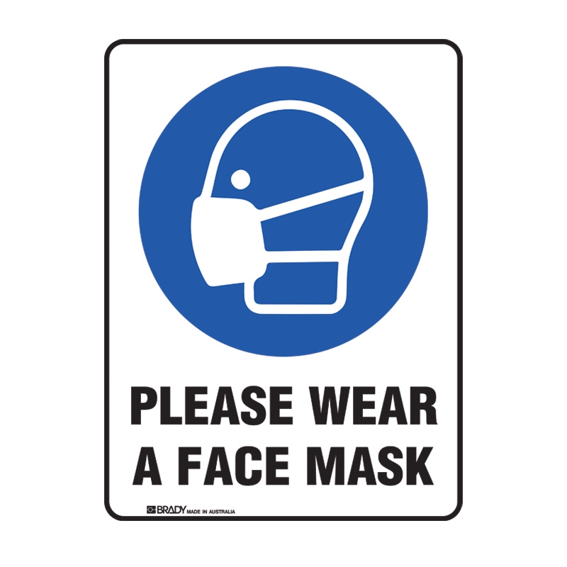 Please Wear a Face Mask Sign - H250 x W180mm, Self-Adhesive Vinyl