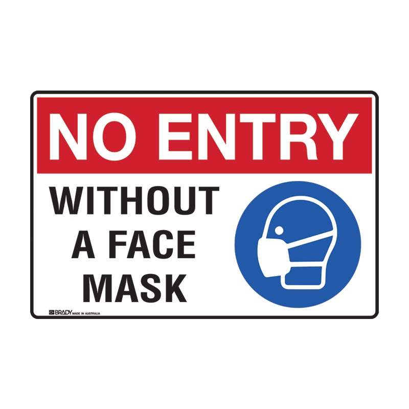 No Entry Without a Face Mask Sign - H180 x W250mm, SS