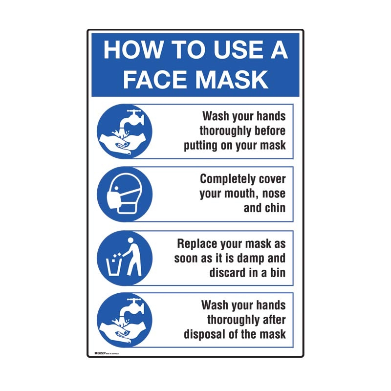 How To Use a Face Mask Sign - H900 x W600mm, POLY