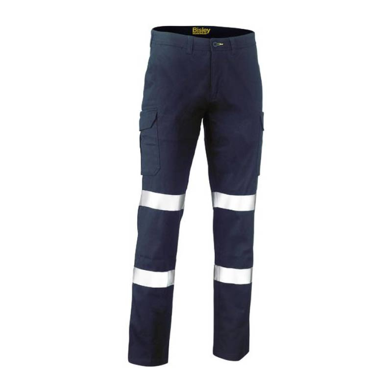 Bisley Stretch Cotton Drill Cargo Pants with Reflective Tape - 77R