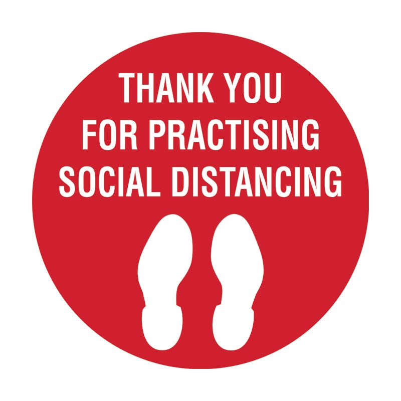 Floor Marking Sign - Thank You For Practising Social Distancing, 440mm