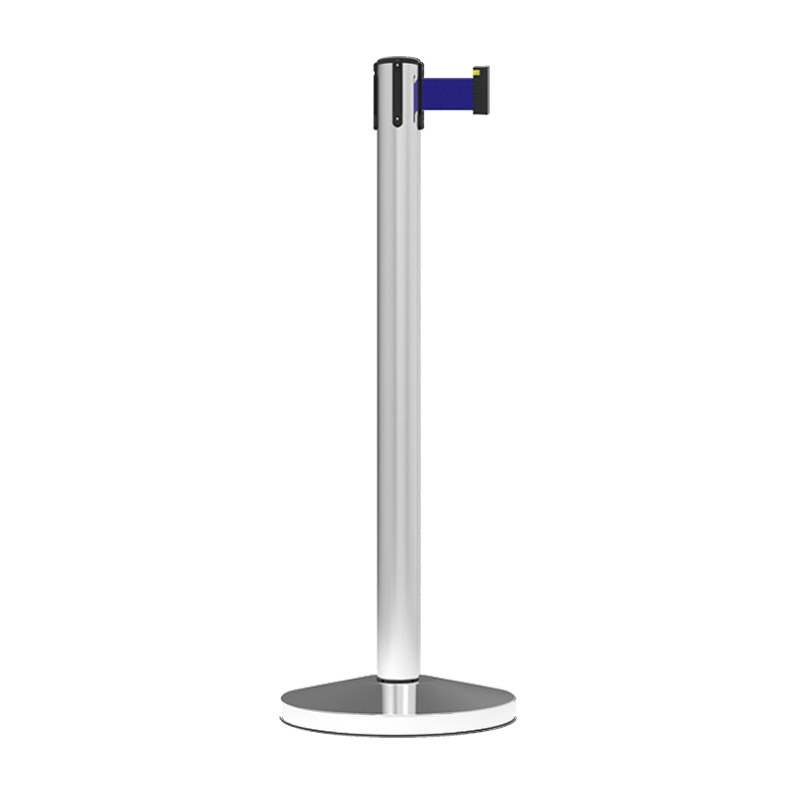 Retractable Crowd Control Barrier - 3m Blue Belt with Silver Post