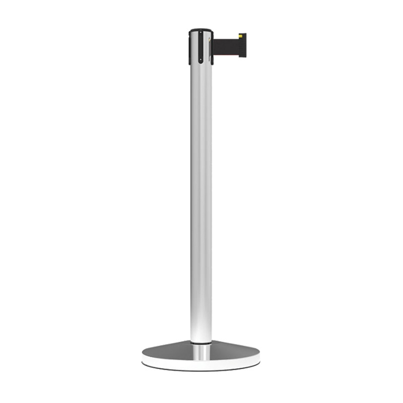 Retractable Crowd Control Barrier - 3m Black Belt with Silver Post