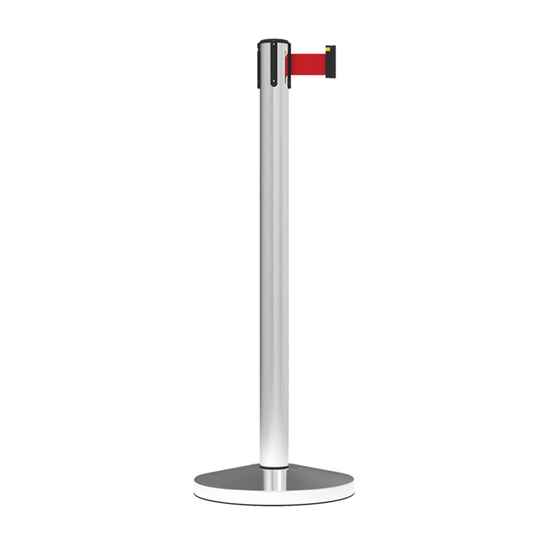Retractable Crowd Control Barrier - 3m Red Belt with Silver Post