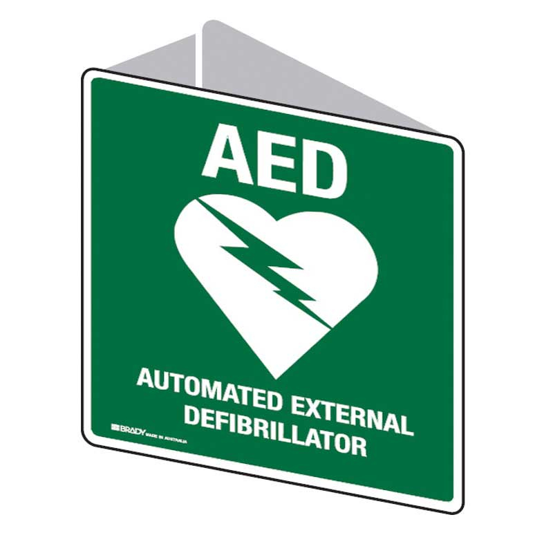 3D Defibrillator AED Projecting Sign, 225 x 225mm, Poly
