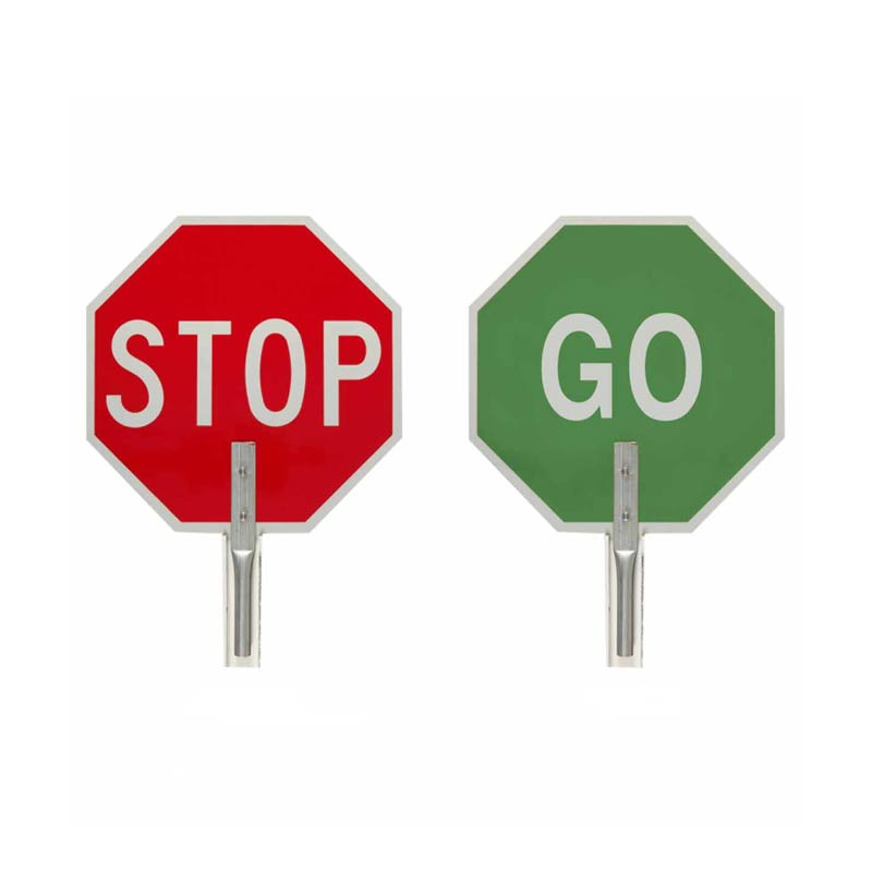Hand Traffic Control Paddles, Stop/Go, Aluminum, H457 x W457mm 