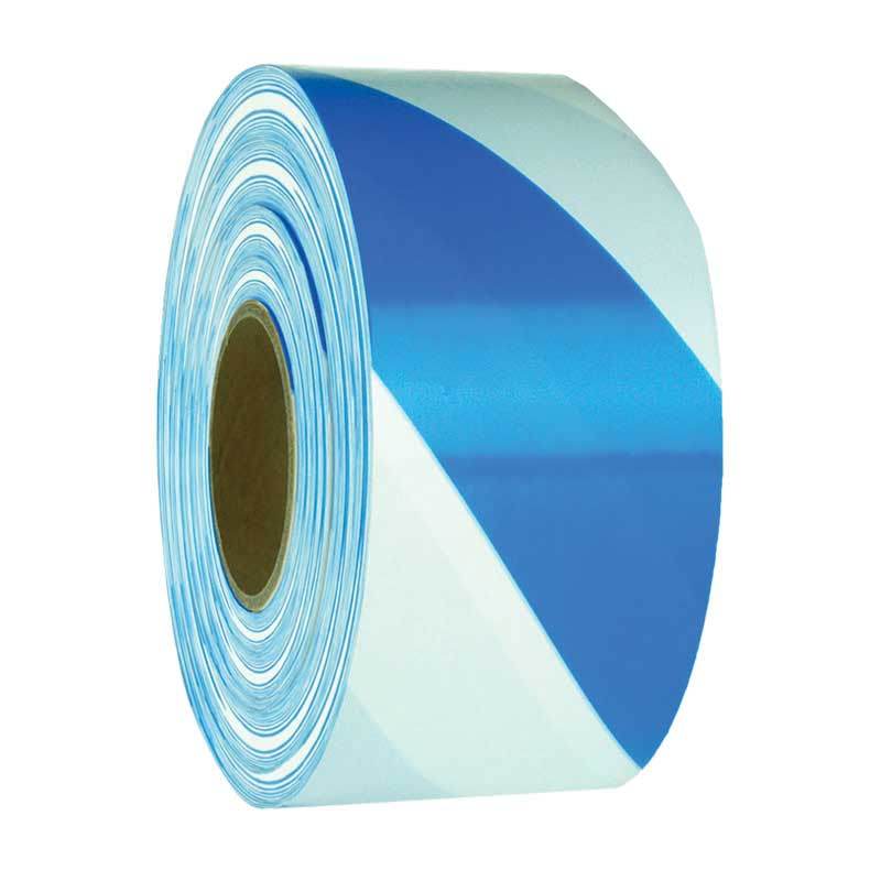 Printed Barricade Tapes - Blue/White Stripes - 50m